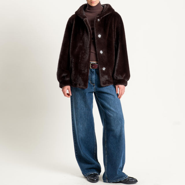 Haveone-Ecopelliccia con cappuccio - moro