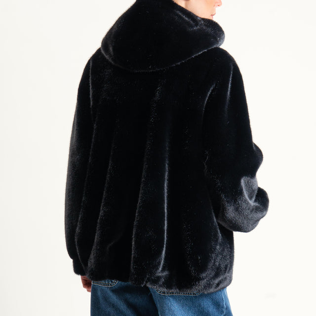 Haveone-Ecopelliccia con cappuccio - nero
