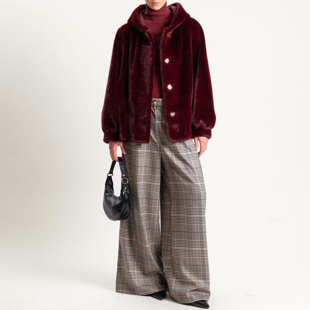 Haveone-Ecopelliccia con cappuccio - Bordeaux