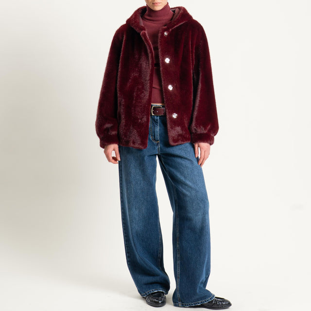 Haveone-Ecopelliccia con cappuccio - Bordeaux
