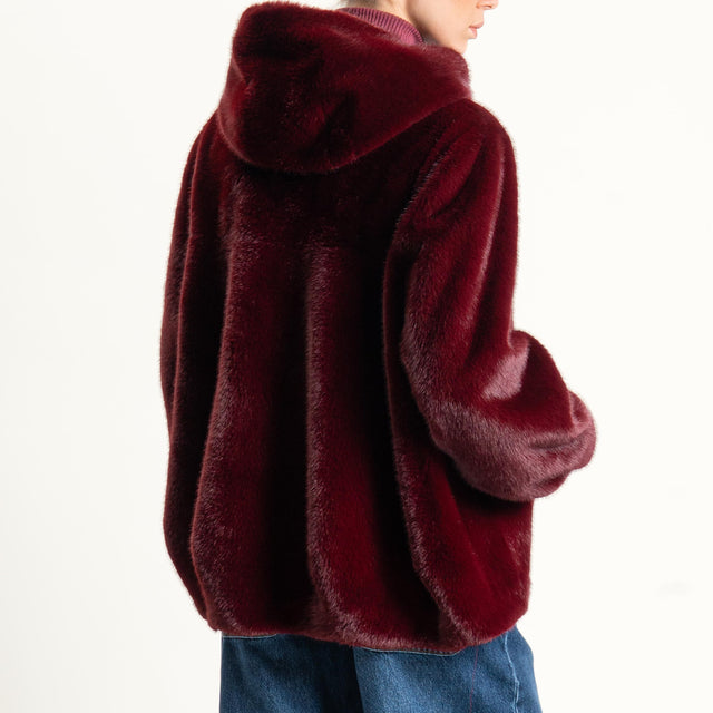 Haveone-Ecopelliccia con cappuccio - Bordeaux