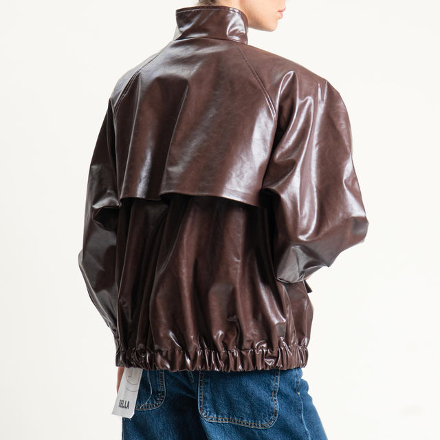 Haveone-Bomber similpelle manica ampia - moro