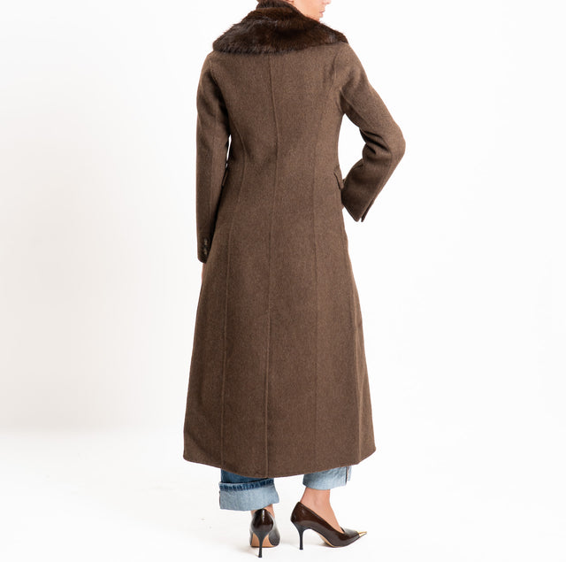 Haveone-Cappotto HAND MADE MISTO LANA con ecopelliccia - moro