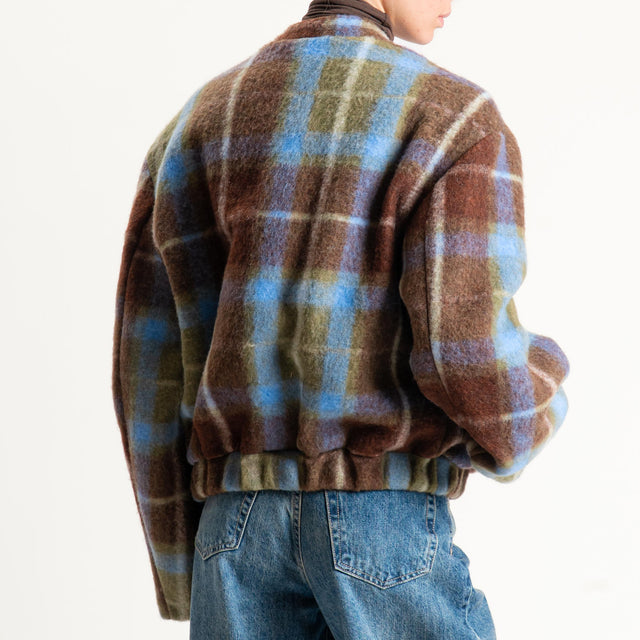 Haveone-Bomber check misto lana - moro/celeste