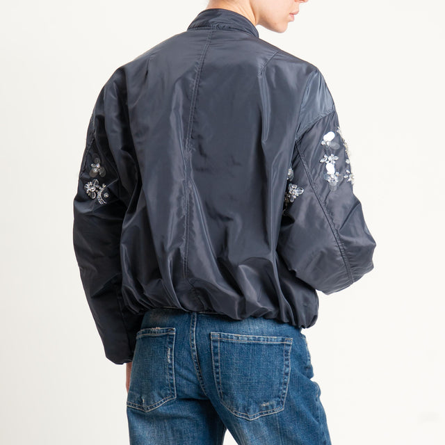 Haveone-Bomber con ricami e applicazioni - grigio