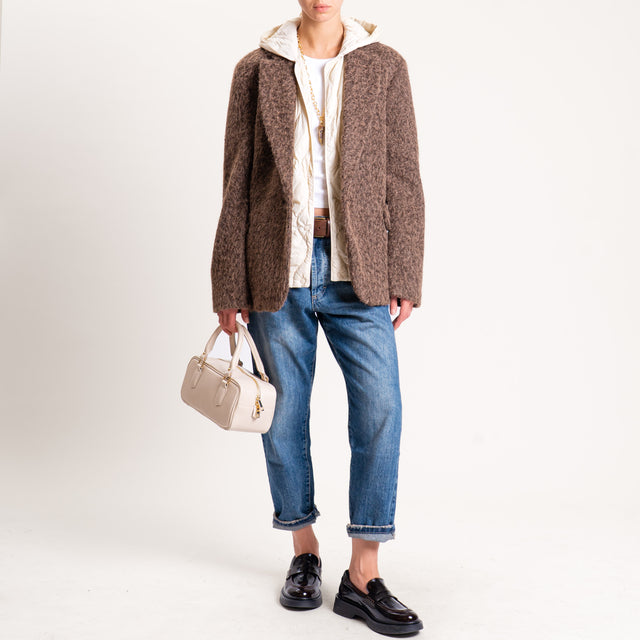 Haveone-Giacca lana cotta oversize - moro