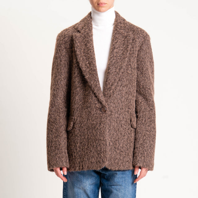 Haveone-Giacca lana cotta oversize - moro