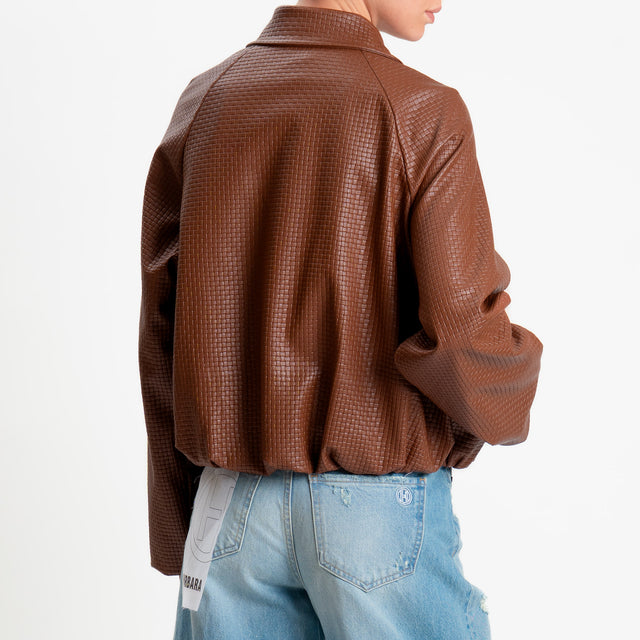Haveone-Bomber similpelle intrecciata - cuoio