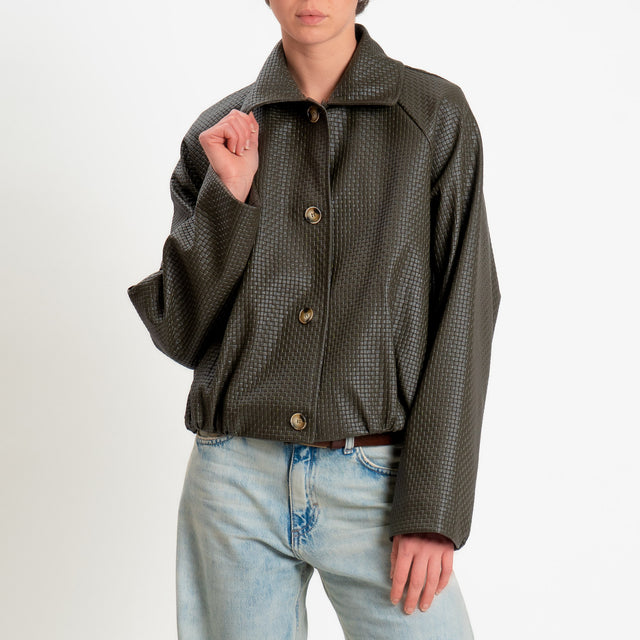 Haveone-Bomber similpelle intrecciata - militare