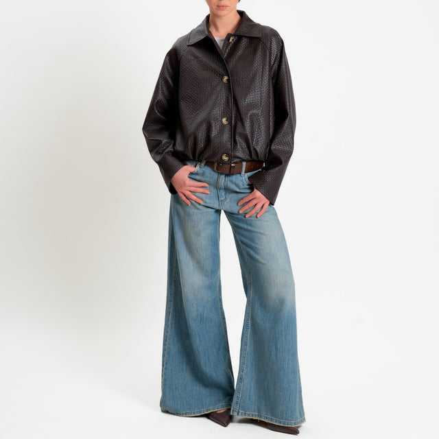 Haveone-Bomber similpelle intrecciata - moro