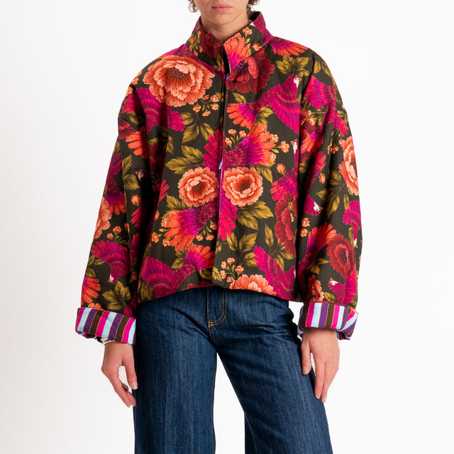 Haveone-Bomber fantasia colibrì - militare/fucsia