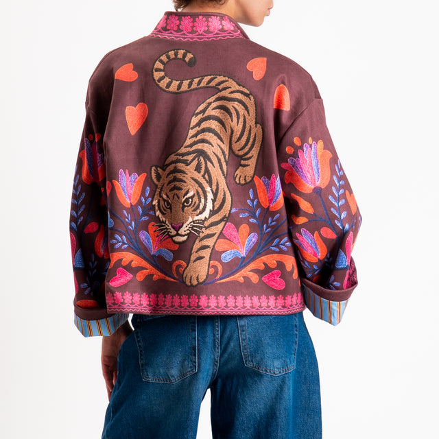 Haveone-Giacca caban fantasia tigre - cacao/pink/orange