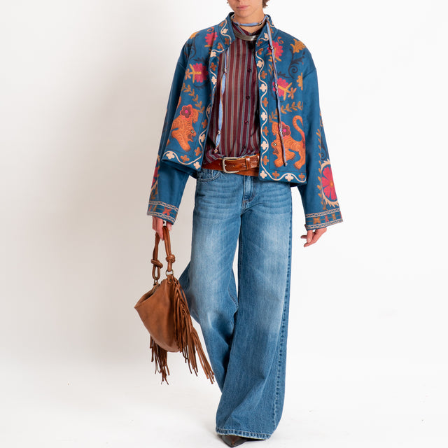 Haveone-Giacca caban fantasia - blu/senape/rust
