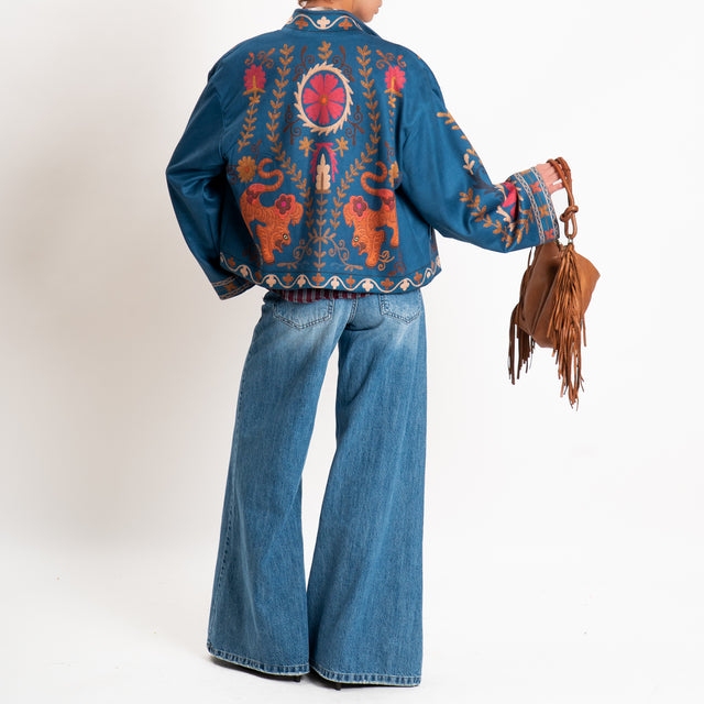 Haveone-Giacca caban fantasia - blu/senape/rust