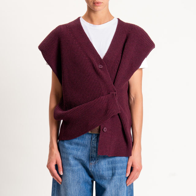 Haveone-Maglia smanicata misto alpaca con spalline - vino