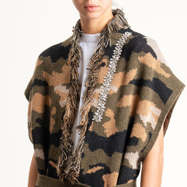 Haveone-Gilet in maglia con applicazioni - camouflage