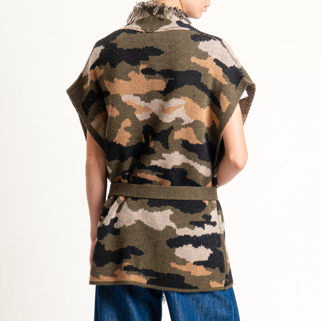 Haveone-Gilet in maglia con applicazioni - camouflage