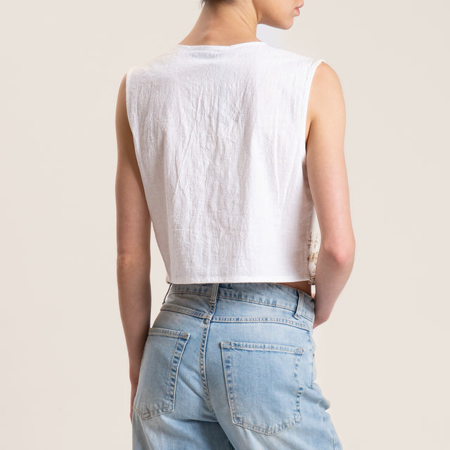 Haveone-Gilet con ricami - bianco