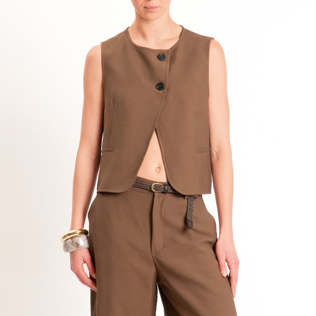 Haveone-Gilet chiusura asimmetrica - moro