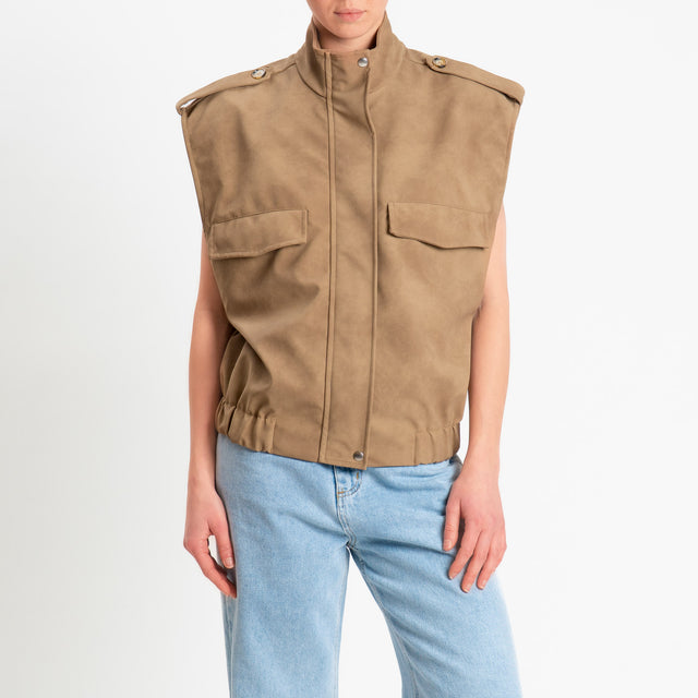 Haveone-Gilet dainetto con tasche - beige