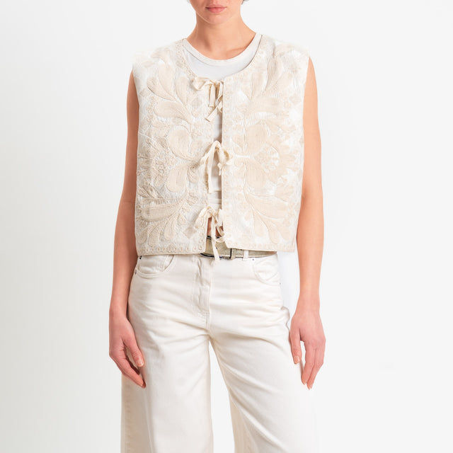 Haveone-Gilet con ricami - beige