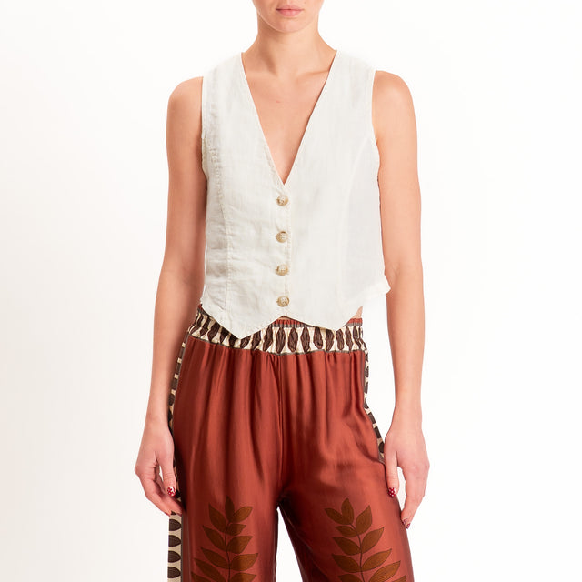 Haveone-Gilet 100% lino - burro