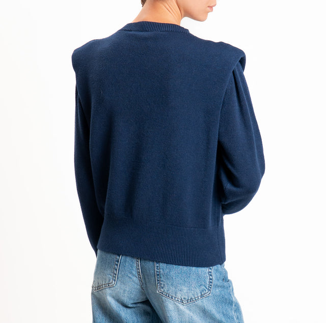 Haveone-Maglia girocollo con spalline - blu
