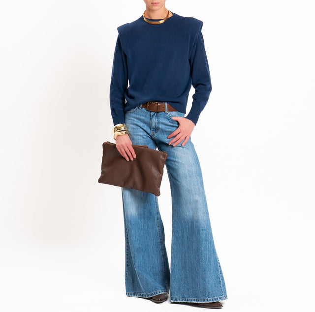 Haveone-Maglia girocollo con spalline - blu