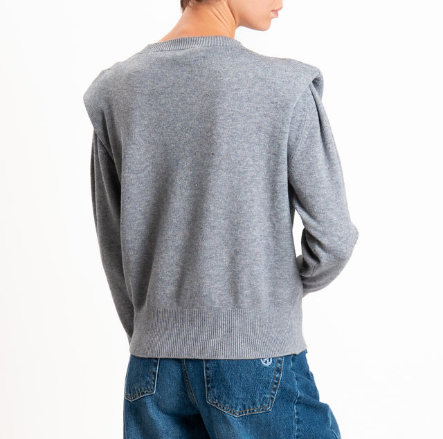 Haveone-Maglia girocollo con spalline - grigio