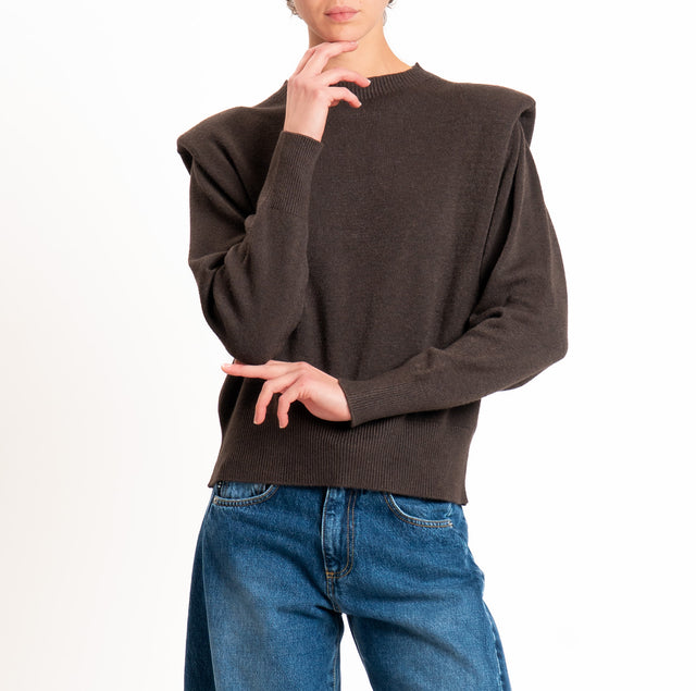 Haveone-Maglia girocollo con spalline - moro