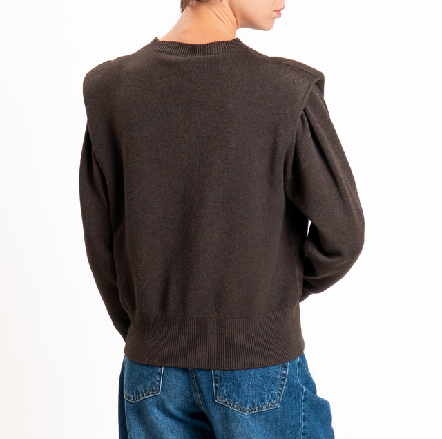 Haveone-Maglia girocollo con spalline - moro