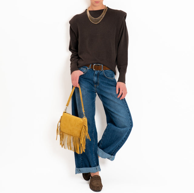 Haveone-Maglia girocollo con spalline - moro