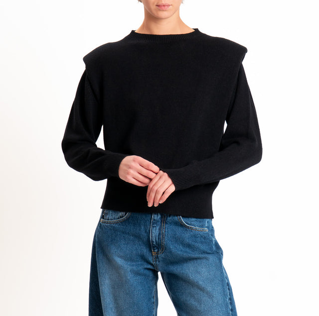Haveone-Maglia girocollo con spalline - nero