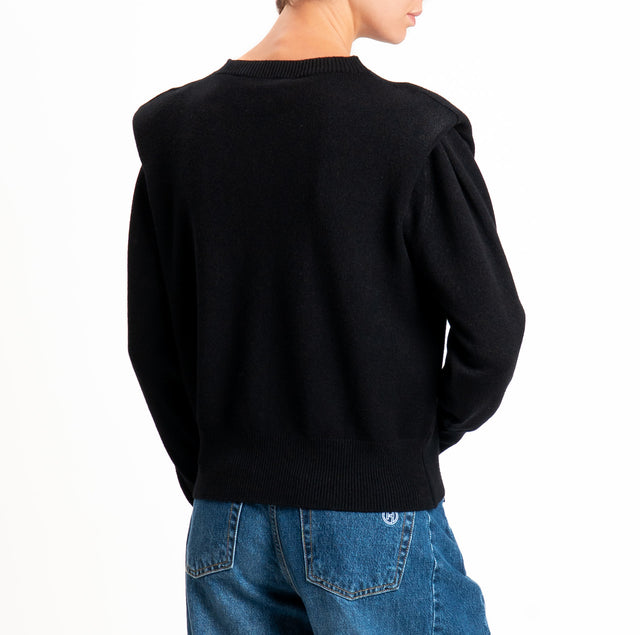 Haveone-Maglia girocollo con spalline - nero
