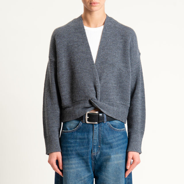 Haveone- Maglia misto alpaca incrociato - antracite