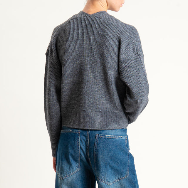 Haveone- Maglia misto alpaca incrociato - antracite