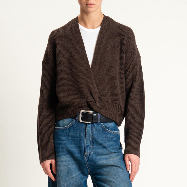 Haveone- Maglia misto alpaca incrociato - moro
