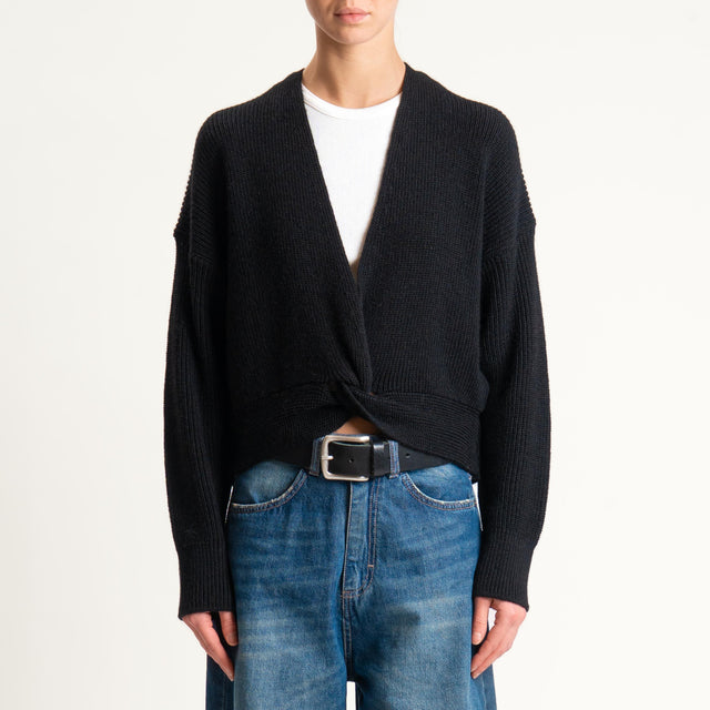 Haveone- Maglia misto alpaca incrociato - nero