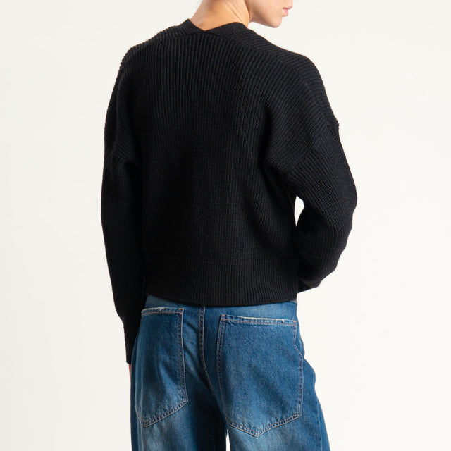 Haveone- Maglia misto alpaca incrociato - nero