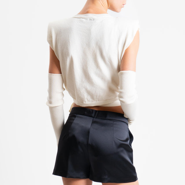 Haveone-Maglia smanicata con spalline + manicotti - panna