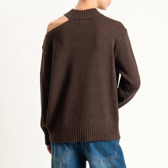 Haveone-Maglia cut out misto alpaca - moro