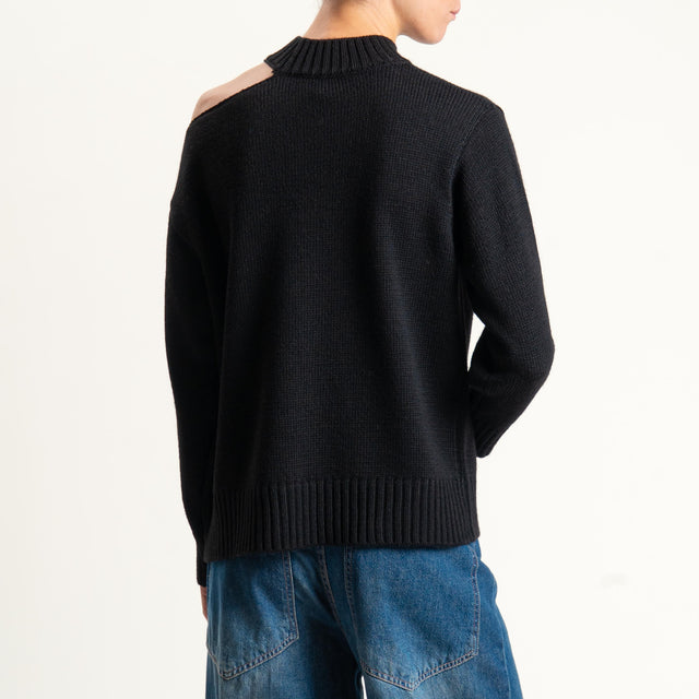 Haveone-Maglia cut out misto alpaca - nero
