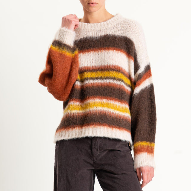 Haveone-Maglia righe misto lana - beige/coccio/moro/senape