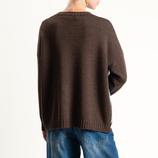Haveone-Maglia rombi misto alpaca - moro/celeste/coccio/burro