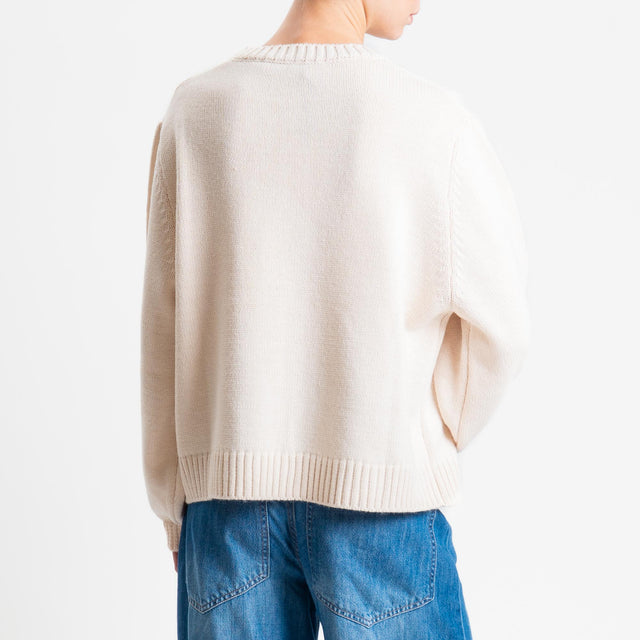 Haveone-Maglia stelle misto alpaca - burro/antracite/nero