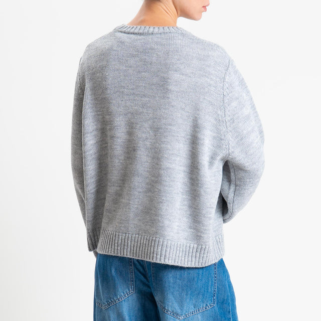 Haveone-Maglia stelle misto alpaca - perla/antracite/burro