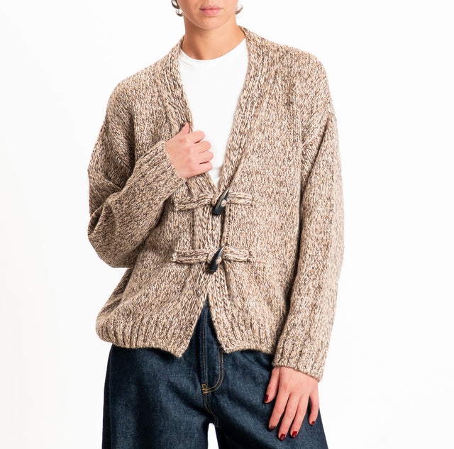 Haveone-Cardigan misto lana chiusura alamari - moro