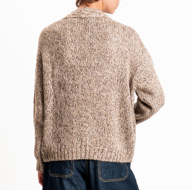 Haveone-Cardigan misto lana chiusura alamari - moro