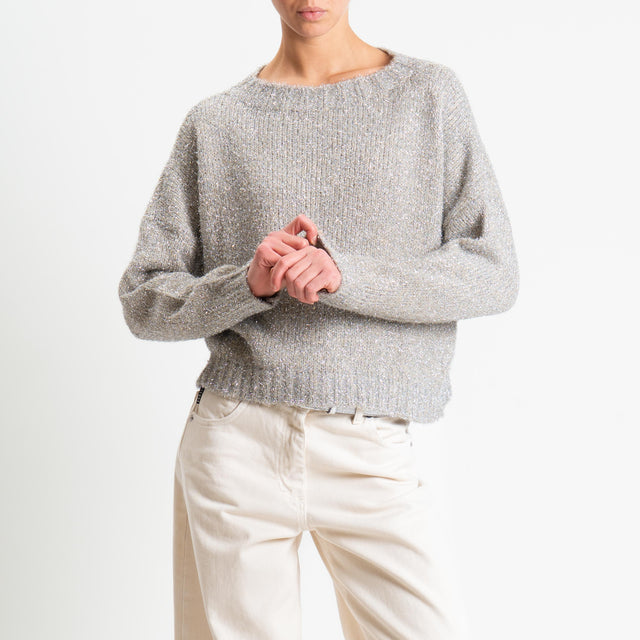 Haveone-Maglia scatola misto lana filo lurex - tortora