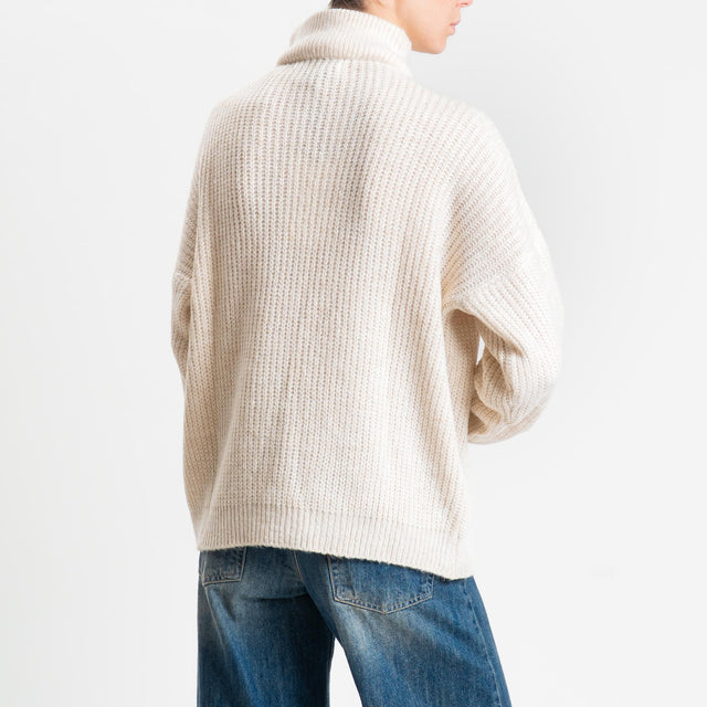 Haveone-Maglia zip jumper misto lana - panna